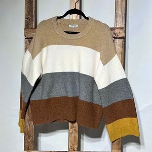 Madewell wool bell sleeve color block sweater. size L. EUC.